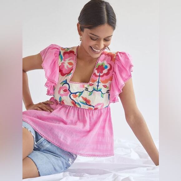 Anthro Plenty by Tracy Reese Embroidered Blouse - Picture 1 of 7